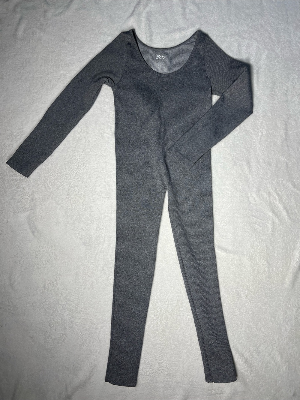 FCT Grey Ribbed Thermal Bodysuit, Size L
